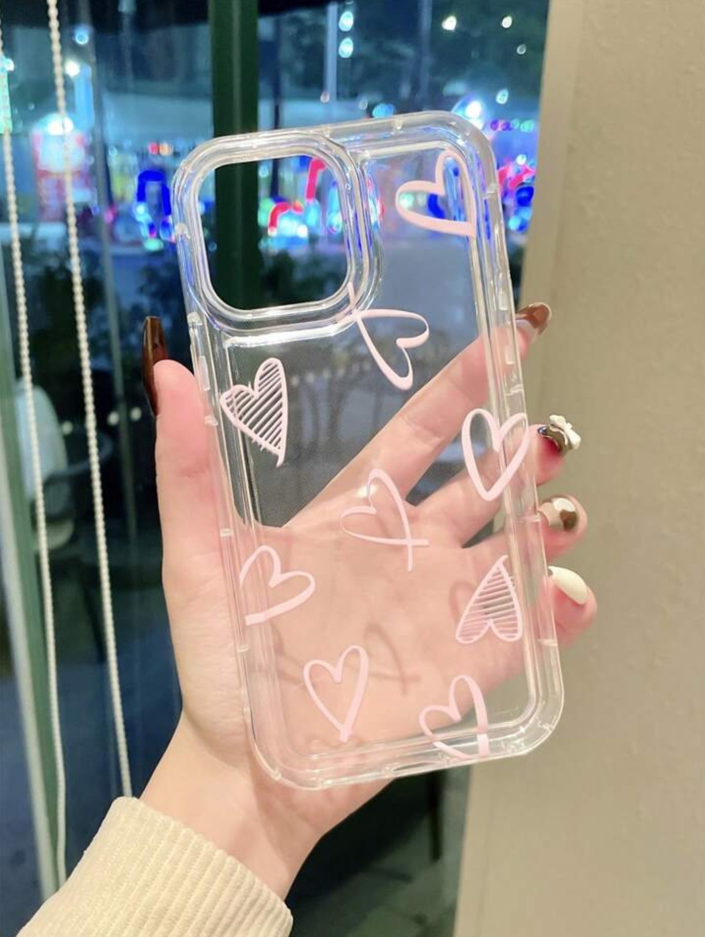 Clear heart design iPhone case