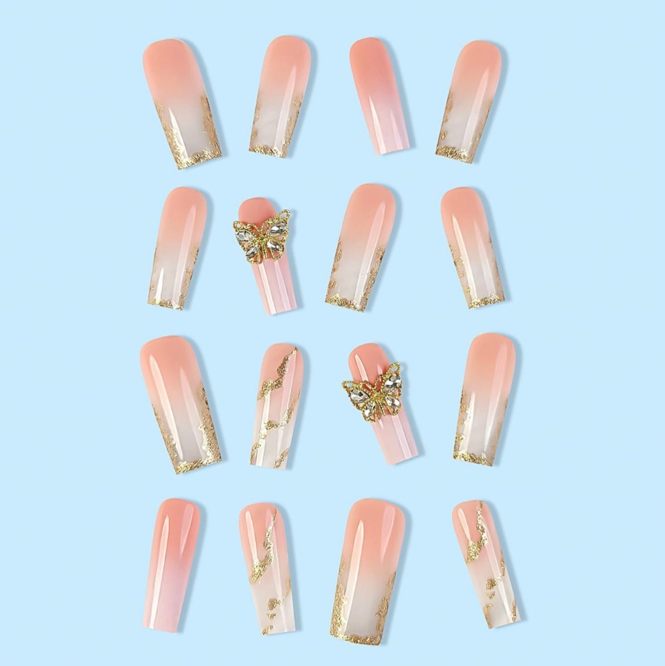 3D butterfly style press on nails
