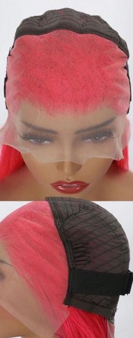 100% Human Hair Pink Full Frontal Bob Wig - 13x4 14 inch