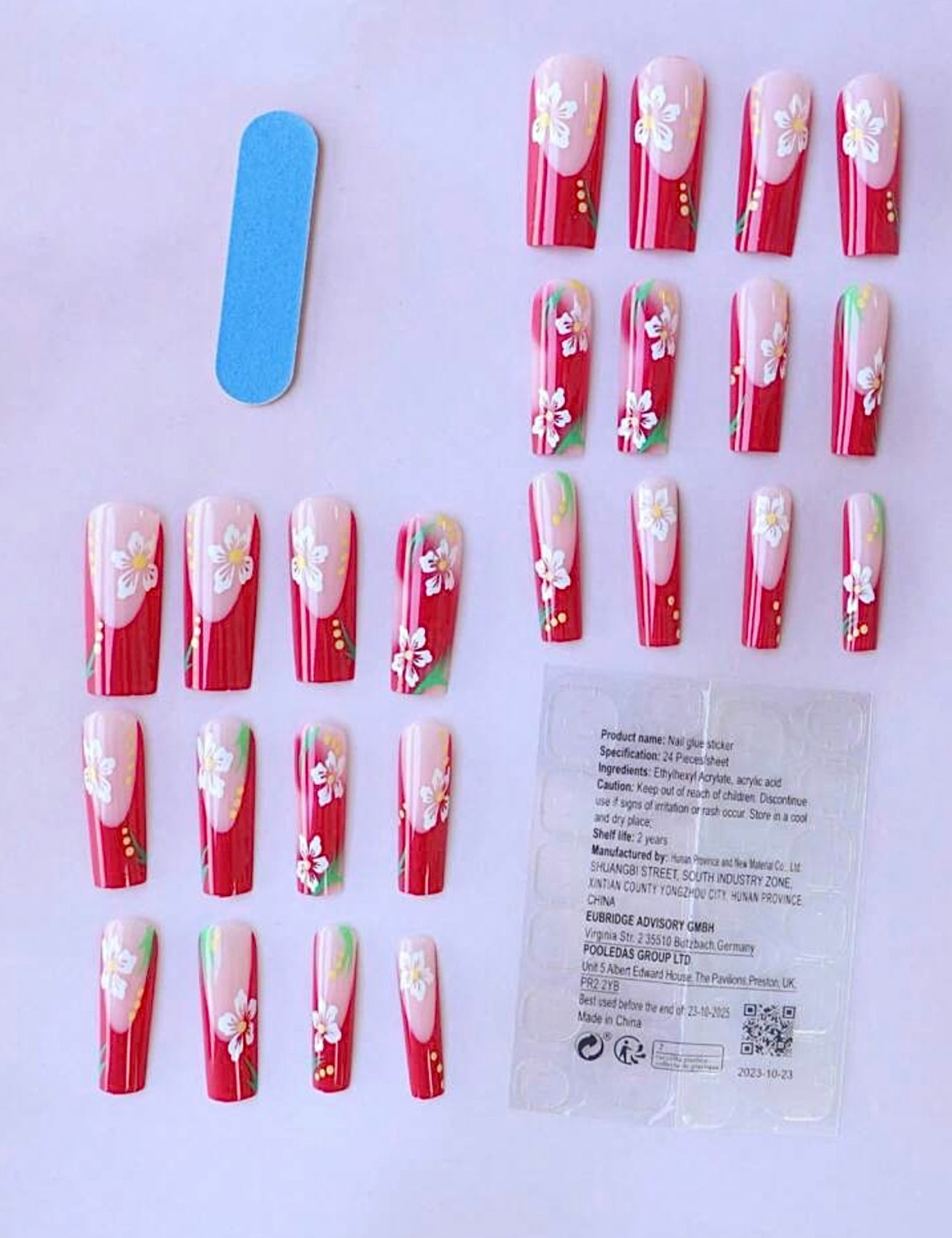 Tropical flower press on nails