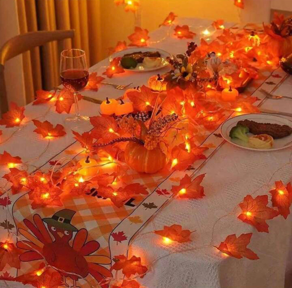 1 Pc Fall Holiday Garland With Lights
