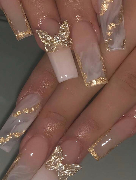 3D butterfly style press on nails