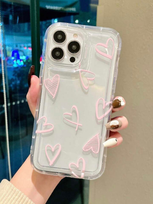 Clear heart design iPhone case