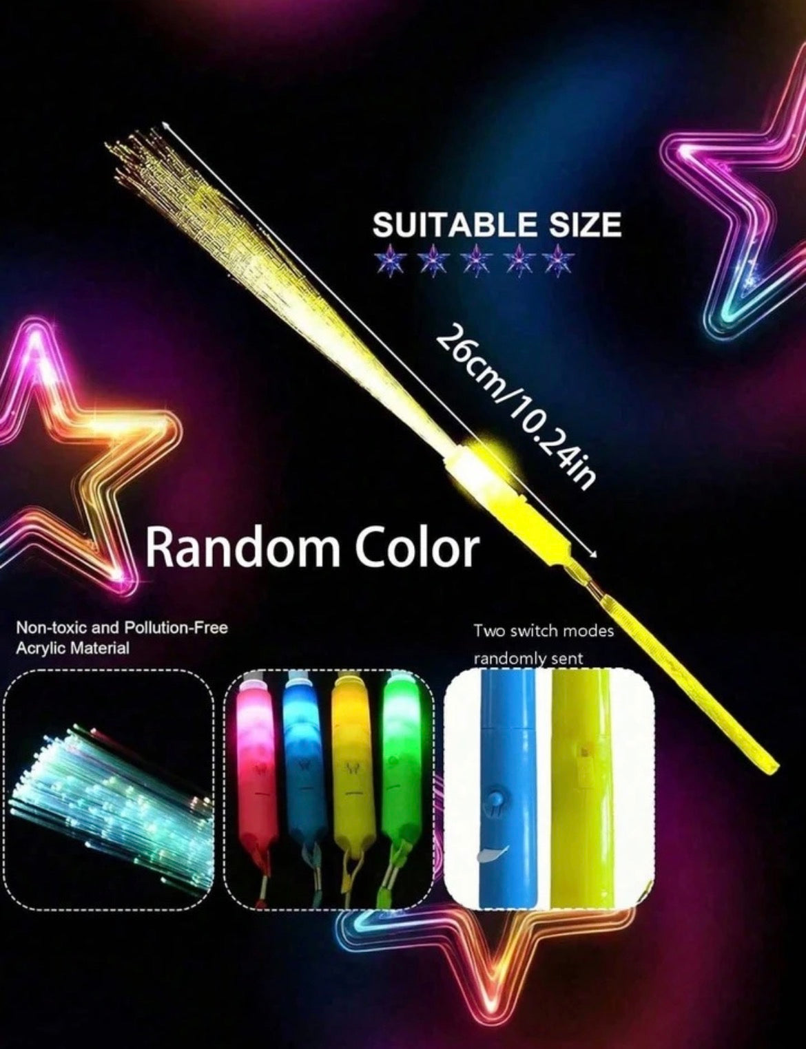 LED Fiber Optic Glow Wand Light Stick - Color Changing Concert, Rave, Festival & Party Favor