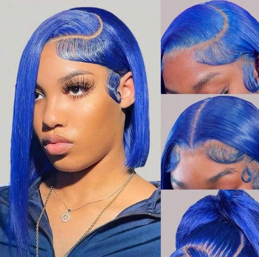 Blue Lace Frontal Wig 100% Human Hair Hair for Women
16 Inch