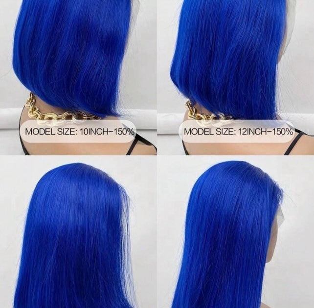 Blue Lace Frontal Wig 100% Human Hair Hair for Women
16 Inch