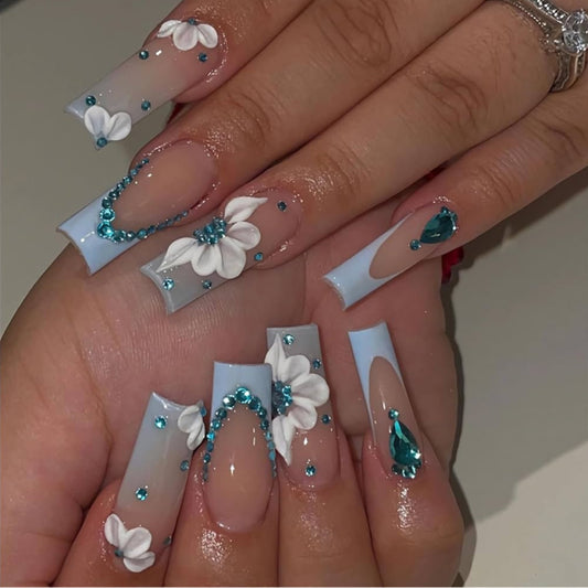 3D Flower design press on nails