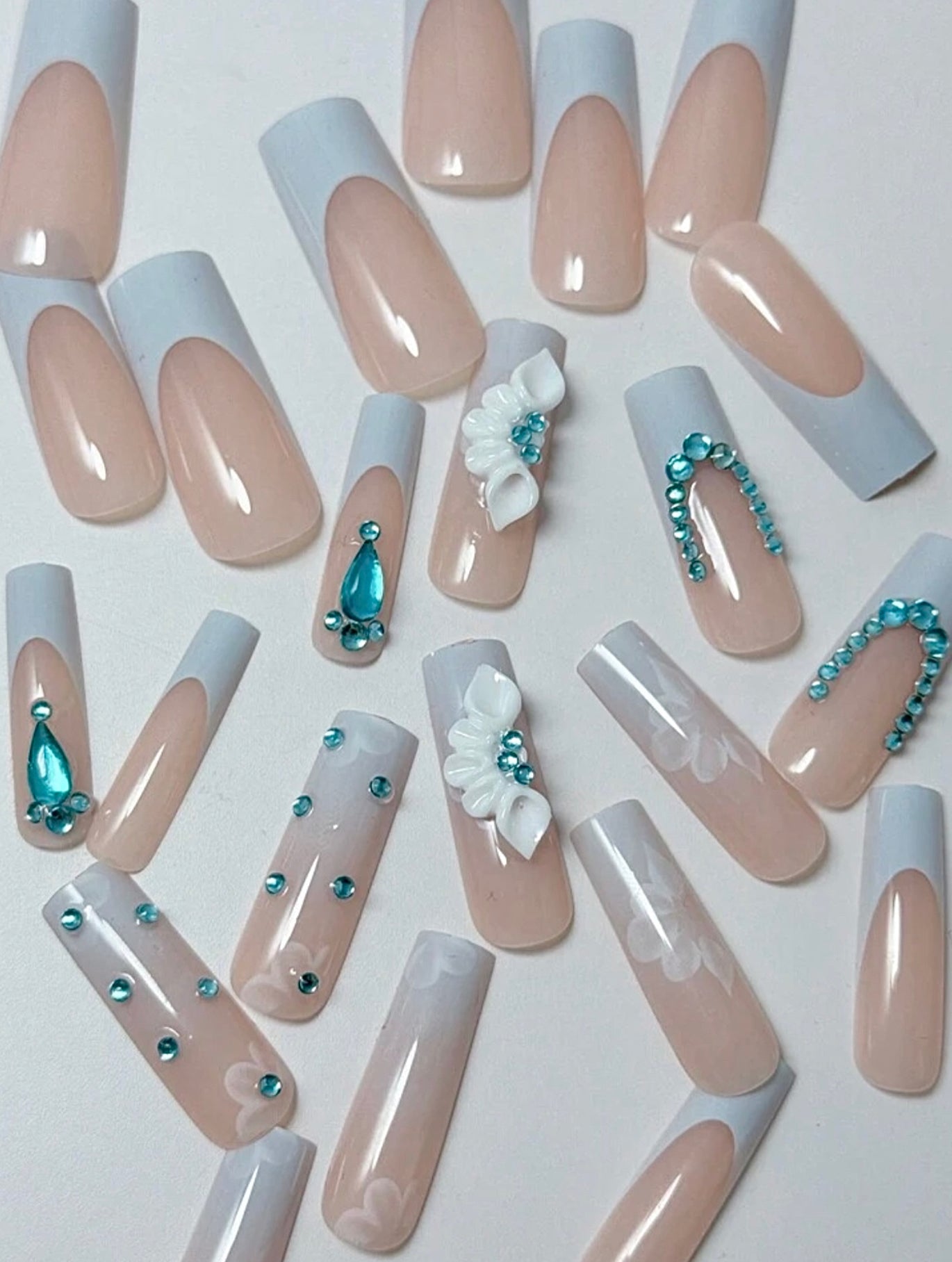 3D Flower design press on nails